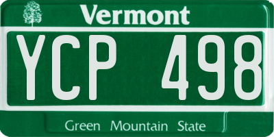 VT license plate YCP498