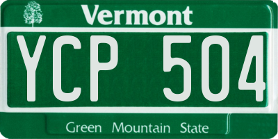 VT license plate YCP504