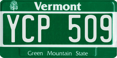 VT license plate YCP509