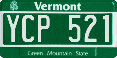 VT license plate YCP521