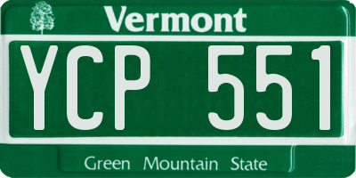 VT license plate YCP551