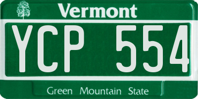 VT license plate YCP554