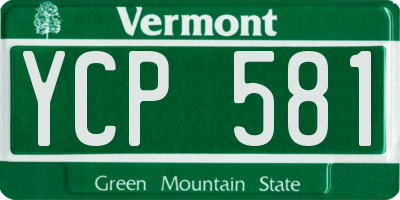 VT license plate YCP581