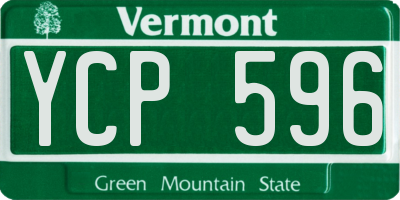 VT license plate YCP596