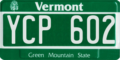 VT license plate YCP602
