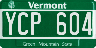 VT license plate YCP604