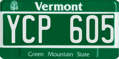 VT license plate YCP605