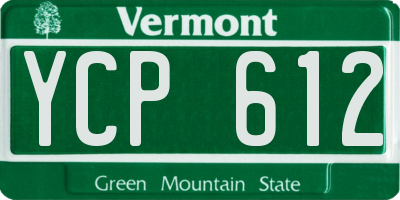 VT license plate YCP612