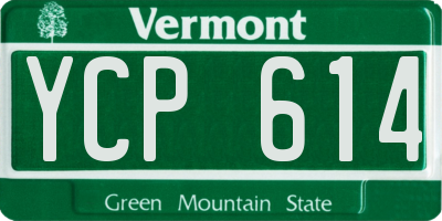 VT license plate YCP614