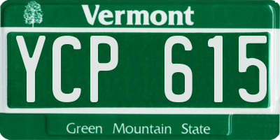 VT license plate YCP615