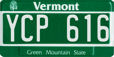 VT license plate YCP616