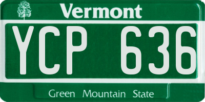 VT license plate YCP636