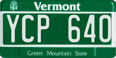 VT license plate YCP640