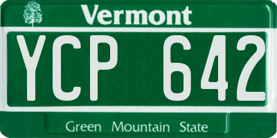 VT license plate YCP642