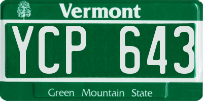 VT license plate YCP643
