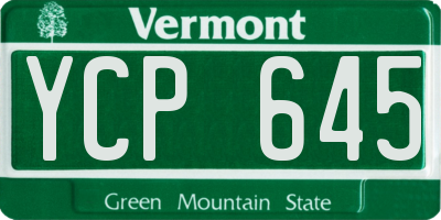 VT license plate YCP645