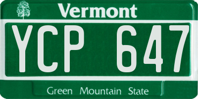 VT license plate YCP647
