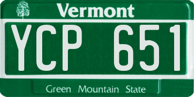 VT license plate YCP651
