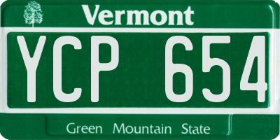 VT license plate YCP654