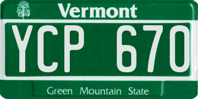 VT license plate YCP670