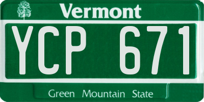 VT license plate YCP671