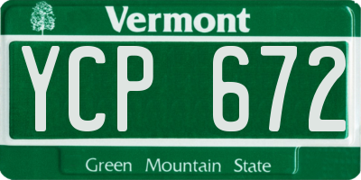 VT license plate YCP672