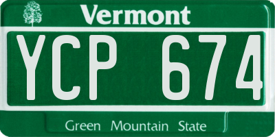 VT license plate YCP674