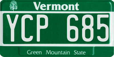 VT license plate YCP685