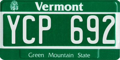 VT license plate YCP692