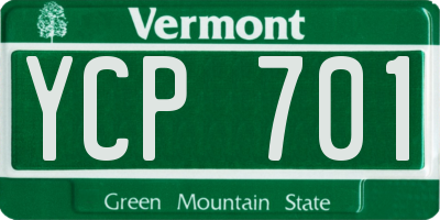 VT license plate YCP701
