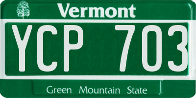 VT license plate YCP703