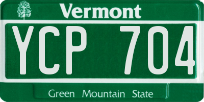 VT license plate YCP704