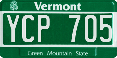 VT license plate YCP705