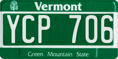 VT license plate YCP706