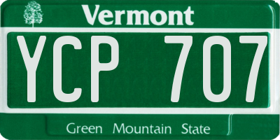 VT license plate YCP707