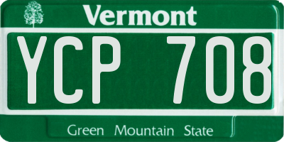 VT license plate YCP708