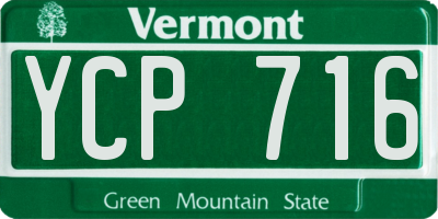 VT license plate YCP716