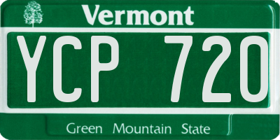 VT license plate YCP720