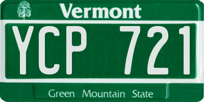 VT license plate YCP721