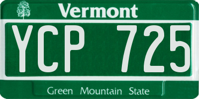 VT license plate YCP725