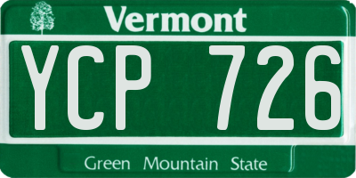 VT license plate YCP726