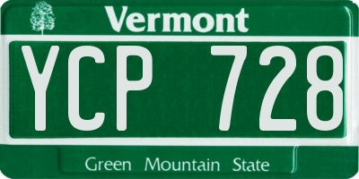 VT license plate YCP728
