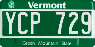 VT license plate YCP729
