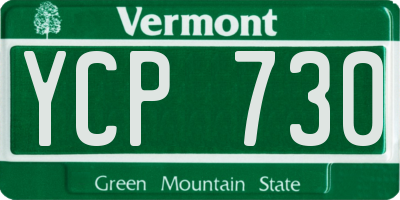 VT license plate YCP730