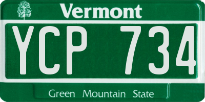 VT license plate YCP734