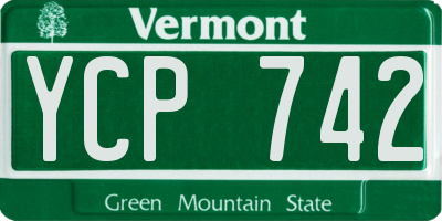 VT license plate YCP742