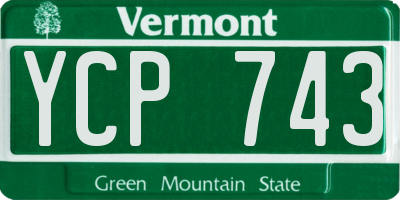 VT license plate YCP743