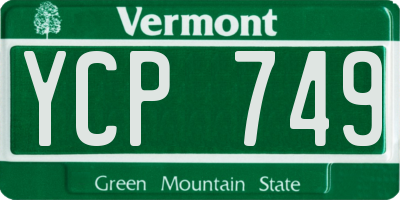 VT license plate YCP749
