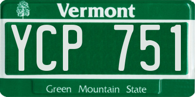 VT license plate YCP751