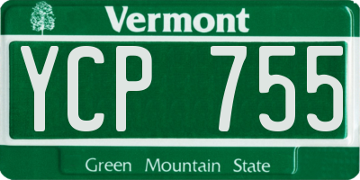 VT license plate YCP755